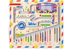 SYNARRY Magnetic Color and Number Maze, Wooden Montessori Toys for 3 4 5 6 7 year olds, Fine Motor Skills Toys for Toddlers, Sorting & Stacking Toys Gifts for Kids Children Boys Girls