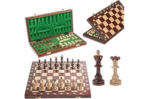 Master of Chess Echiquier Bois avec Pieces Echecs “Senator” 41 cm - Fait Main Jeu Echec Voyage Pliable - Grand Jeu D'échecs pour Enfants et Adultes - Ornements Brûlés