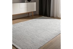 benuta Basic Alfombra Algodon Ron - Beis/Negro 60x120 cm - 100% Tejida a Mano - Estilo: Uni, Minimalista, Natural - Fácil Cuidado para Salon, Sala de Estar y Dormitorio