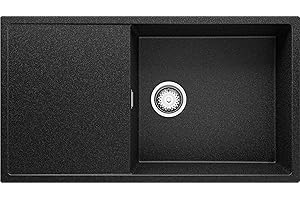 Spülbecken Graphit 90x50 cm, Granitspüle 1 Becken XL + Ablauf-Set, Küchenspüle für 60er Unterschrank, Einbauspüle von Primagran