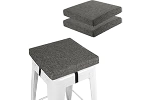 FlyGulls Square Bar Stool Cushions Non-Slip Chair Pads with Ties 2“ Thick Chair Cushions Set of 2 with Machine Washable Cover (30.5x30.5cm/12x12inch, Dark Grey)