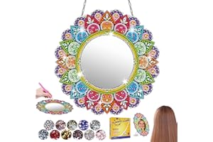 ODAPTO Gift for Girls 6 7 8 9 10 11 Years: DIY Diamond Painting Mirror Craft Set for Children Ages 6 7 8 10 and up, Mandala Cosmetic Mirror Girls Birthday Gift Toy for Ages 5-12 (# 01)