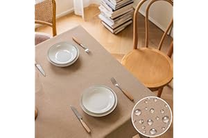 Home Brilliant Table Cloth Rectangular Washable, Waterproof Tablecloth Faux Linen Table Protector for Restaurant Dining Table, Linen, 140CM x 183CM