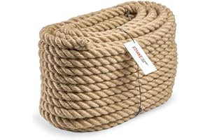 Seilwerk STANKE Corde de Jute Fibres Naturelles enroulées gréement la rambarde de sécurité 30mm 5m