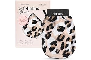 ‎KITSCH Kitsch Deep Exfoliating Glove, Eco Friendly Exfoliating Body Scrubber, Dead Skin Remover & Body Scrubber Exfoliator, Body Scrub Mitt for Skin Cell Renewal, Body Exfoliating Gloves for Shower, Leopard