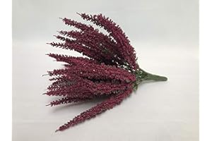 mucplants Kunstblume Erika Calluna Fuchsia auf Steckstab, künstliches Heidekraut, 28 cm, 24 Blütenstiele, Herbstblume