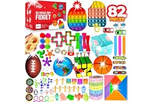 TWCARE Fidget Toys Pack, 82 PCS Party Favors Set Gifts for Kids Adults Autism Stress Relief Stocking Stuffers Sensory Pop It Autistic Bulk Boys Girls Pinata Filler Goodie Bag Treasure Box Classroom Prizes