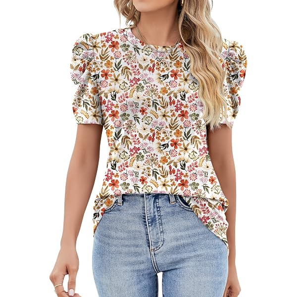 Camicetta Estiva Donna Con Maniche In Pizzo E Pieghe Frontali - Scollo Rotondo, Vestibilità Morbida - Top Elegante Casual In Misto Viscosa Per Ufficio E Tempo Libero