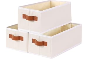 YheenLf 3-Pack Faltbarer Aufbewahrungskorb,Stoffspeicherbox mit Griff,verwendet für die Organisation von kleinen Körben in Badezimmern,Schränken und Regalen (Beige,38x15.5x13cm)