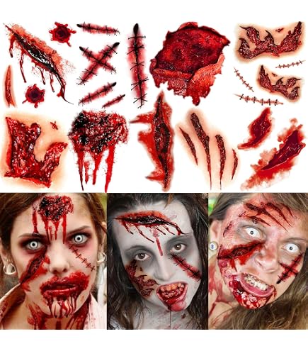 Amscan Wunden-Tattoos Mit Naht, 14 Stück – Fake-Narben Für Halloween, Karneval & Mottopartys, Einfach Aufzutragen