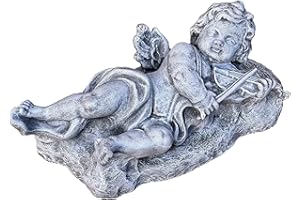 stoneandstyle Figura de ángel tumbado con violín resistente a las heladas