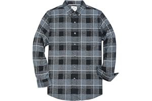 Dubinik® Camicia Flanella Uomo Camicia Quadri Uomo Cotone Casual Button Down Invernale Camicia in Flanella Leggera con Tasche