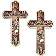 Incredible Gifts India Wooden Cross - Engraved Story on Wooden Cross | Christian Statues | Christmas Gifts | Wall Hanging (Wood, 30.5 x 17.8 cm, Set of 2)