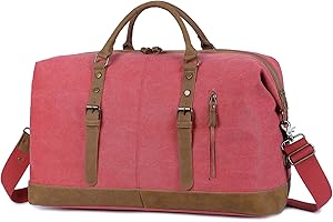 EverVanz Sac de Voyage baise-en-Ville extralarge en Toile et Bordures Cuir avec bandoulière