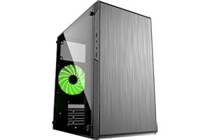 ionz KZ18 M/ATX Value PC Case Black USB 3 With Tinted Acrylic Window and 1 LED Fan (Green)