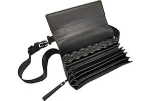 Claire-FONCET Riñonera de Camarero en Piel de Vacuno, Monedero de Camarero, Cartera, Billetero Incluido Dispensador/Distribuidor para 8 Compartimientos de Monedas, Cierre Magnético