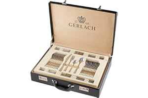 ‎GERLACH Gerlach Valor Zestaw sztućców dla 12 osób do mycia w zmywarce Sztućce stołowe ze stali nierdzewnej Nóż Widelec Łyżka Łyżeczka Widelec do ciasta Łyżka do sosu Łopatka do ciasta Stal nierdzewna 68 szt.
