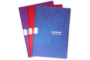 Calligraphe 7121C Un Cahier Agrafé (une Marque de Clairefontaine) - A4 21x29,7 cm - 48 Pages Grands Carreaux - Papier Blanc 70 g - Couverture Carte Recyclée Vernie - Couleur Aléatoire