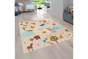 Paco Home Barnmattor, Stora mattor för Barnrum med olika Designer Lekmattor Färgglada, Storlek:200 cm Fyrkant, Färg:Flerfärgad 2