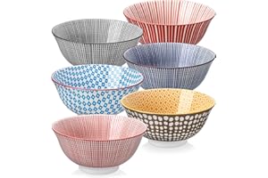 vancasso, porcelanowe miski na zboża, 6 sztuk, japoński styl, kolorowy talerz-750 ml