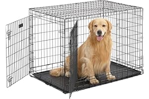 MidWest Homes for Pets Ultima Pro Series 106,68 cm (106,68 cm) długa skrzynia dla psa, bardzo mocna, składana metalowa skrzynia dla psa z przegrodą, ochrona podłogi "nóżki rolkowe" i szczelna