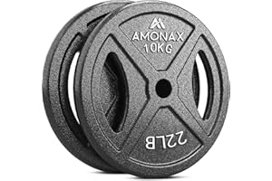 Amonax Set Di Dischi Pesi, Pesi Ghisa Dischi Palestra Da 2,5kg, 5kg, 10kg per Barre Olimpiche Da 25 Mm / 50mm, Pesi per Bilanciere per Sollevamento E Hip Thrust, Dischi per La Tua Palestra Domestica