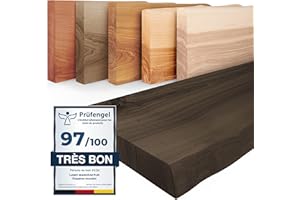LAMO Manufaktur Étagère Murale en Bois Massif, Bord irrégulier, étagère Flottante Pure, sans Fixations, sans Trous, Noir 120cm, LW-01-A-006-120