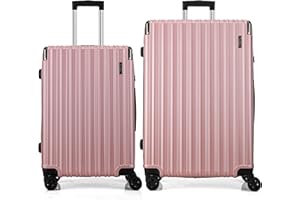 FLIEE Suitcase Set |4 Silent Dual Spinner Wheels |Lightweight Hard Shell Suitcases | TSA 3 Digit Combination Lock | Aluminium Telescopic Handle (Rose, Medium 24" + Large 28")