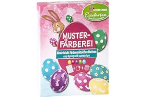 ‎HEITMANN EIERFARBEN Heitmann Eierfarben - Kreativ Farb- & Bastelset - 5 Eierfärbetabletten in Gelb, Rot, Violett, Grün und Blau + Stickerbogen, Hasengesichter und Eierbecher