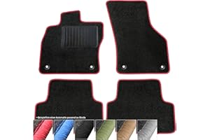 moto-MOLTICO Fußmatten Auto - Velours Autoteppiche passend für Skoda Octavia iI, IV ab 2013-4-teiliges Set - Schwarze Automatten mit Roten Ziernähten
