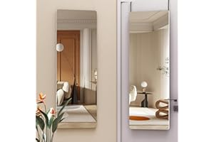 Hasipu Door Mirror Full Length, 120 x 40cm Full Body Over The Door Hanging Wall Mounted Mirror for Bedroom, Living Room, Cloakroom, Round White