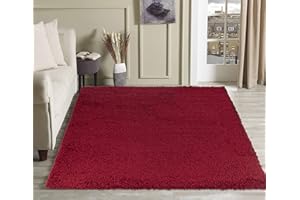 Serdim Rugs Living Room Shaggy Area Rugs, Polypropylene, RED, 160x230cm(5'3"x7'7)