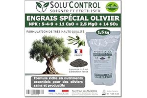 TOUT POUR LES NUISIBLES ENGRAIS Spécial OLIVIER 1,5 kg - SoluControl - Formulation haute qualité Organo-Minerale - NPK 5-4-9 - Utilisable en Agriculture BIOLOGIQUE