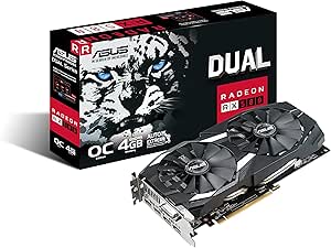 Asus Dual-RX580-O4G Radeon Gaming Grafikkarte (AMD RX580, PCIe 3.0, 4GB DDR5 Speicher, VR-Fähig, DVI, HDMI, DisplayPort)