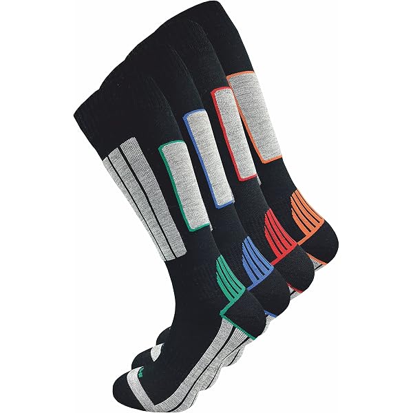Chaussettes De Ski Homme - 4 Paires En Laine Chaude Avec Rembourrage | GAWILO