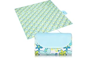 Eucomir Couverture de Pique-Nique 200 * 200CM, Tapis de Couverture de Pique-Nique Pliable, Imperméable,Le Parc, La Randonnée, Le Camping, Idéal pour Les Voyages en Famille,Lis Bleu