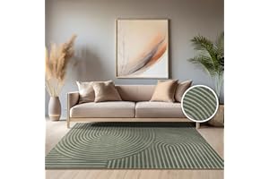 Paco Home Tappeto Cucina Da Esterno Salotto Moderno Balcone Terrazo Motivo Scandinavo Motivo Boho Monocolore, Dimensione:160x230 cm, Colore:Verde 3