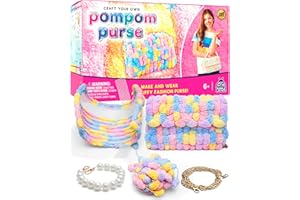 PURPLE LADYBUG Pompon-Tasche Bastelset - Geschenk für Kinder ab 6 Jahren, coole Geschenkidee für Mädchen von 7-13 Jahren, Ostergeschenk und Bastelset für Mädchen