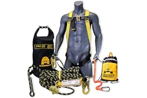 KwikSafety (Charlotte, NC TSUNAMI COMBO | 50 ft. Braided Vertical Lifeline Rope, 1-D Ring Safety Harness, Waterproof 20L Dry Bag Tool Lanyard ANSI OSHA Fall Arrest Restraint Protection Equipment