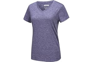 MAGCOMSEN Women's Sports Shirts Short Sleeve Breathable Jogging Shirts V-Neck Polyester Training Shirt Summer T-Shirt Lightweight Fitness Shirt for Yoga