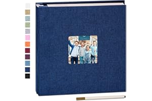 Yopih Selbstklebende 10x15 Fotoalbum Einkleben und zum Selbstgestalten Groß leinen Photoalbum mit 40 weißen Seiten, Hochzeit Jahrestag Geburtstag Geschenke, mit einem Kugelschreiber, 33x32cm