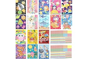 RUIJIE 16 Stück Kinder Klebepunkt Bastelset, Kreative Kinder Basteln Klebepunkt Aufkleber, Buntes Klebepunkt Pappe zum Basteln Set, Mosaik Bilder mit Klebepunkten DIY Kunsthandwerk Sticker für Kinder