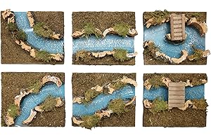 Ferrari & Arrighetti Modulare Fluss für Weihnachtskrippen, 6 Verschiedene Abschnitte vom Fluss für Krippe, Holz, Mehrfarbig, Ungefähre Größe: 11 x 14 x 5 cm