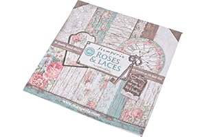 Stamperia International KFT Pack 10 sheets double face-Roses, lace and wood, Paper, Multicoloured, 30.5 x 30.5 (12" x 12")