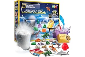 BLUE MARBLE NATIONAL GEOGRAPHIC 2025 Science Kit & Rock Collection Advent Calendar – Science Christmas Countdown Calendar with 24 Days of Science Experiments, Gemstones & More, STEM Projects for Kids Ages 8-12
