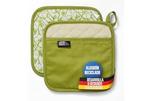 LAUTER SCHUTZ LauterSchutz® 1 par de agarraderas de algodón (Reciclado) - con Bolsillo para la Mano y Forro Polar (Verde)