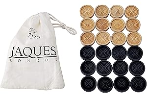 Jaques of London Draughts Pieces | Draughts Set in a Drawstring Bag | Quality Stackable Checkers Pieces for Playing with your Draughts Board Game | Since 1795