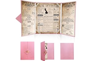 back in 1965 UK Poster 60th Birthday Gifts for Women, Happy 60th Birthday Decoration Supplies for her 60 Years Old Mum Aunt Friends, Folded,Pink