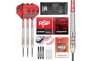 Target Darts Nathan Aspinall 22G/23G/24G zestaw rzutek ze stali wolframowej – 9 wałków Pro Grip – 9 Pro Ultra Flights – portfel do rzutek