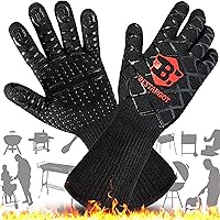 Bestargot Grillhandschuhe BBQ Handschuhe Hitzebeständig Ofenhandschuhe Silikon Rutschfeste Topfhandschuhe Extra Lange…